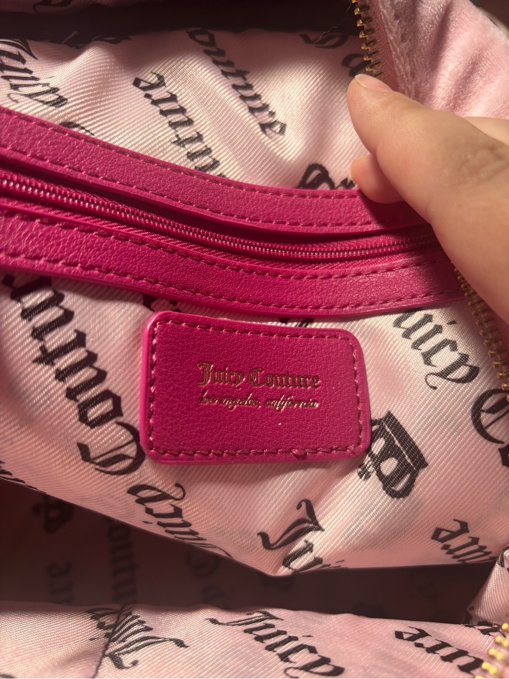 Juicy Couture Pink Velvet Kids Mini Backpack with Pom Charm - Picture 9 of 9